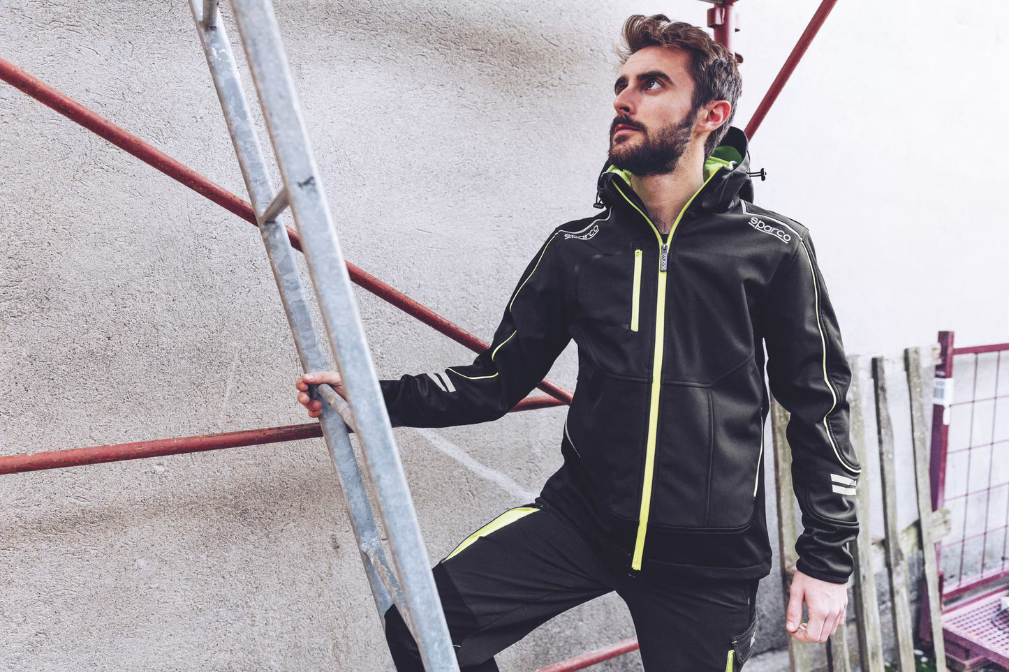 Sparco Tech Softshell - Waterdichte, reflecterende en versterkte jas met polar fleece voering