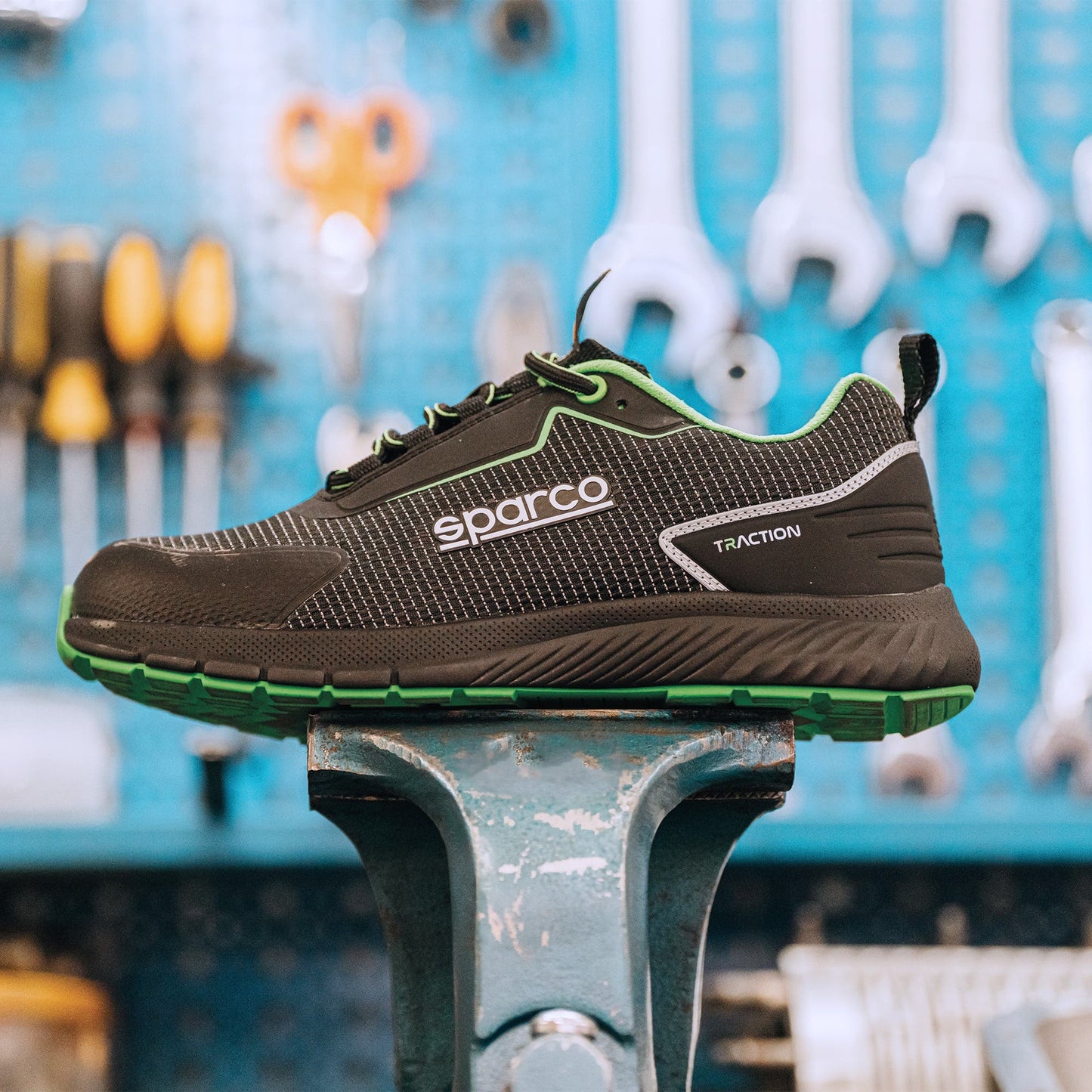 Sparco Werkschoenen S1PS - Traction Sanyo - Zwart/Groen - Maat 38-48