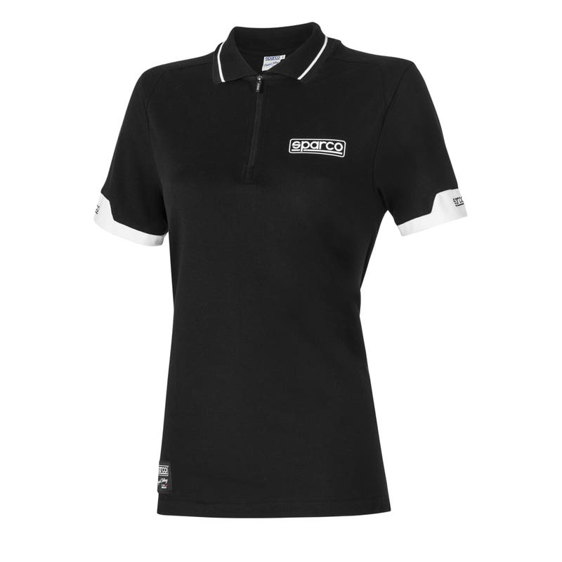 Sparco Poloshirt Zip Dames MY2024 013036L Poloshirt Lifestyle Wit/Marineblauw/Zwart XS-L - Hoofdafbeelding