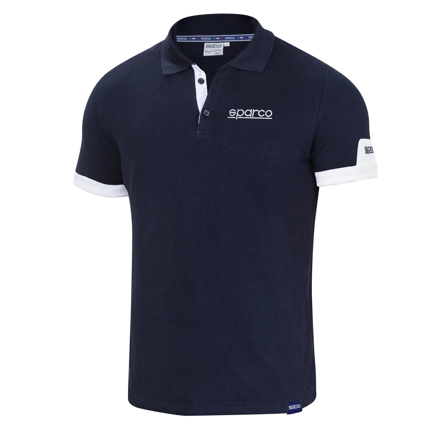 Sparco Poloshirt Corporate 01322 Poloshirt Lifestyle Wit/Marineblauw/Zwart S-XXL - Zijaanzicht