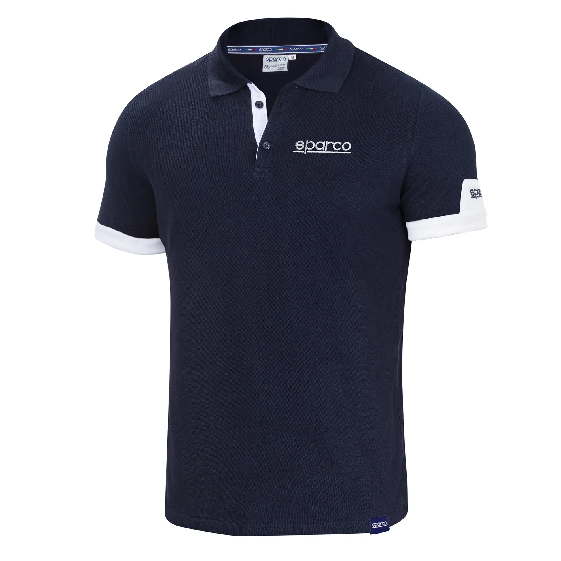 Sparco Poloshirt Corporate 01322 Poloshirt Lifestyle Wit/Marineblauw/Zwart S-XXL - Zijaanzicht