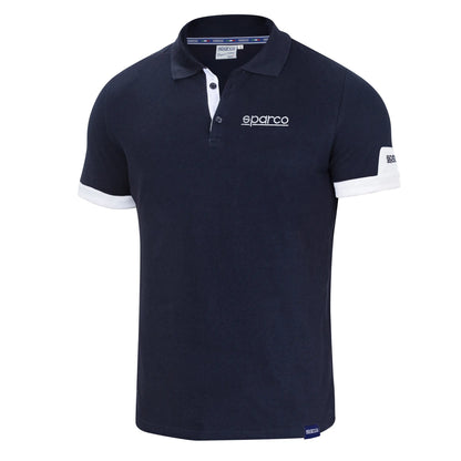 Sparco Poloshirt Corporate 01322 Poloshirt Lifestyle Wit/Marineblauw/Zwart S-XXL - Zijaanzicht