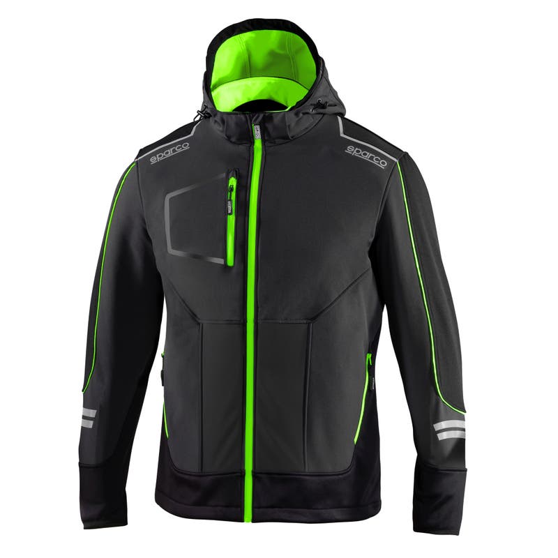 Sparco Tech Softshell - Waterdichte, reflecterende en versterkte jas met polar fleece voering