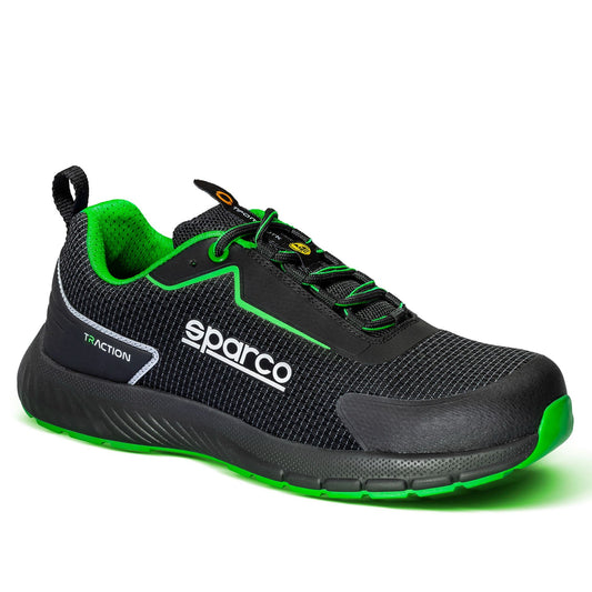 Sparco Werkschoenen S1PS - Traction Sanyo - Zwart/Groen - Maat 38-48