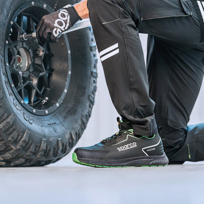 Sparco Werkschoenen S1PS - Traction Sanyo - Zwart/Groen - Maat 38-48