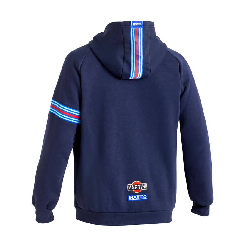 Sparco Hoodie Full Zip Martini Racing MY25 BMF0013D0W Hoodie Martini Racing Wit/Marineblauw S-XXXL - Achteraanzicht