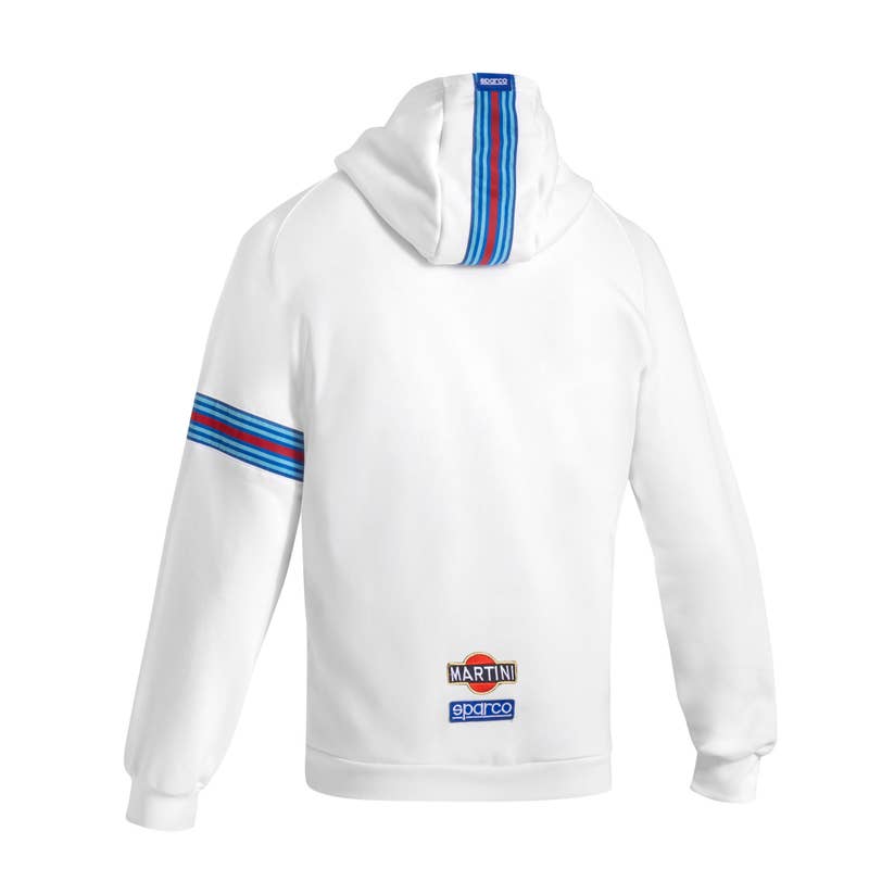 Sparco Hoodie Full Zip Martini Racing MY25 BMF0013D0W Hoodie Martini Racing Wit/Marineblauw S-XXXL - Zijaanzicht